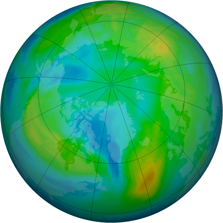 Arctic ozone map for 29 October 1984